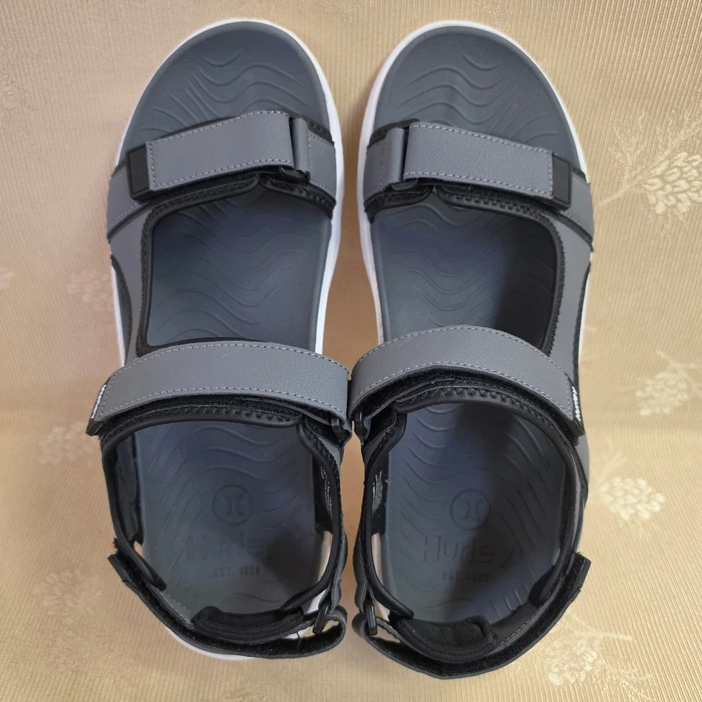 Hurley Oceanside Mens Grey Black Sport Sandals Adjustable Straps Size 13 1961927
